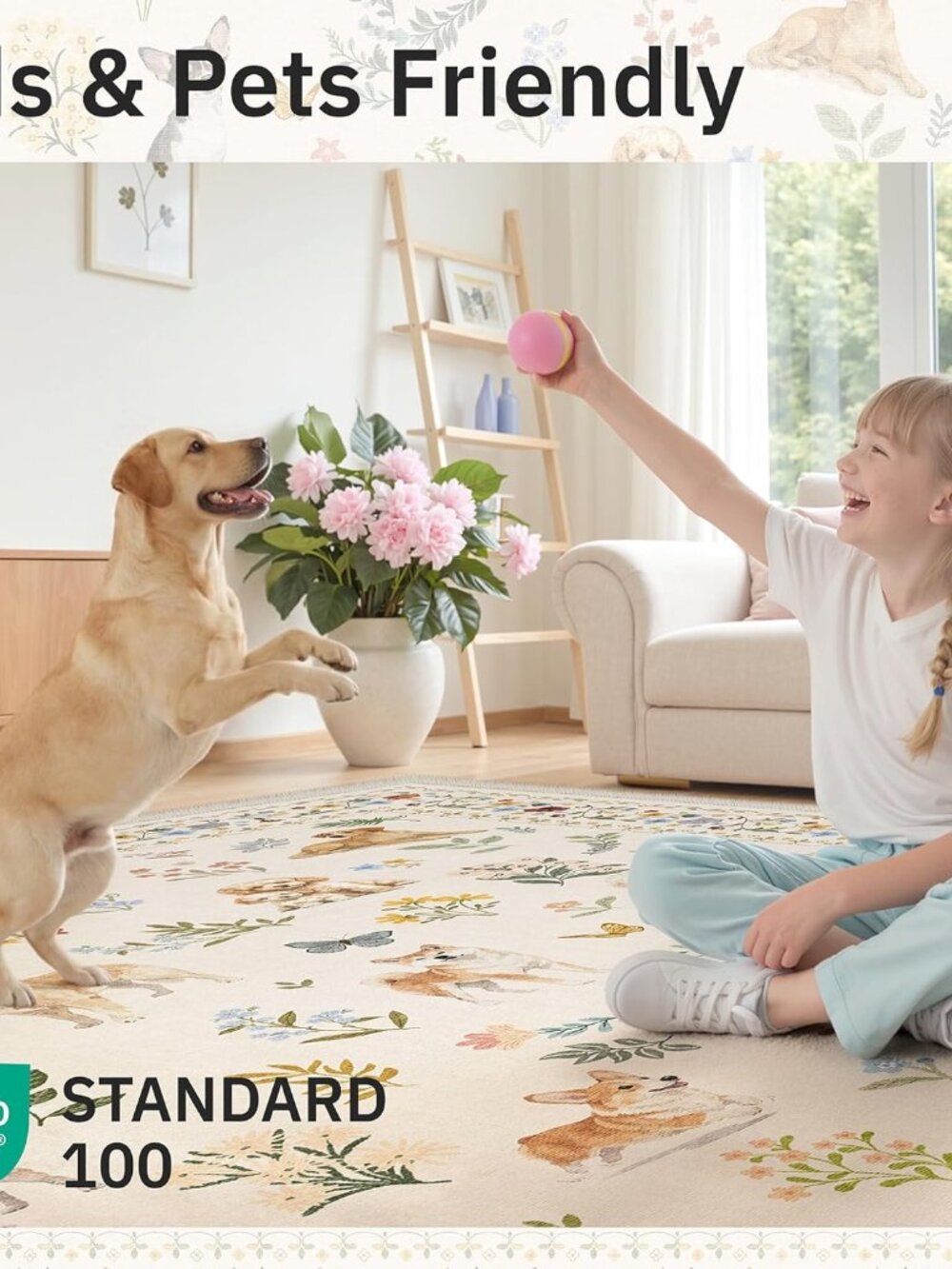 2x3 Dog Rugs for Entryway, Machine Washable Door Mat Animal Floral Small Area Ru - Picture 7 of 9